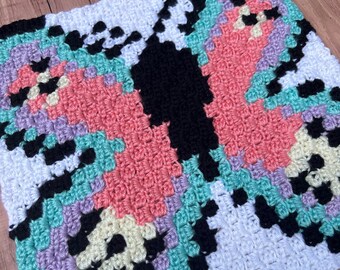 Butterfly C2C Crochet Pattern – Colorful Square (PDF Download)