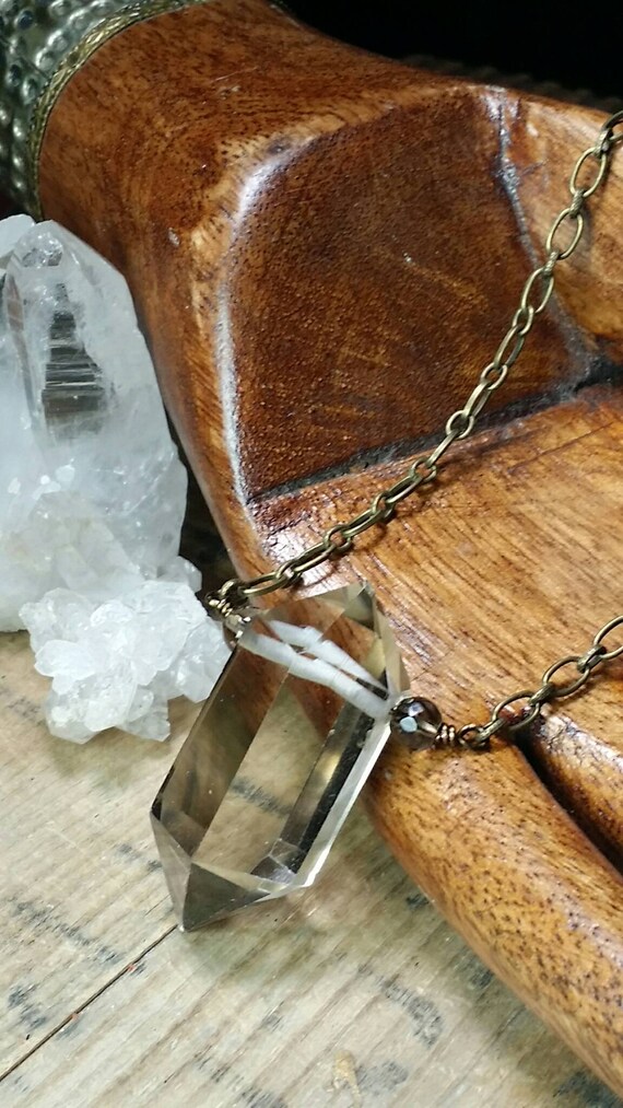 Crystal Quartz Artisan Boho Chic Boho Crystal Point Crystal Jewelry Handmade Rustic Quartz Crystal Point Necklace Healing Crystals