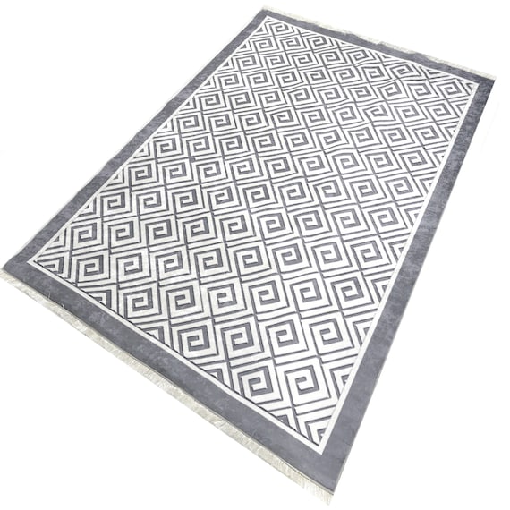 Washable rugs grey colours Kariet with fringe anti-slip inhibiting dust-free designer living room carpet rectangular 160 x 230 cm Shabby