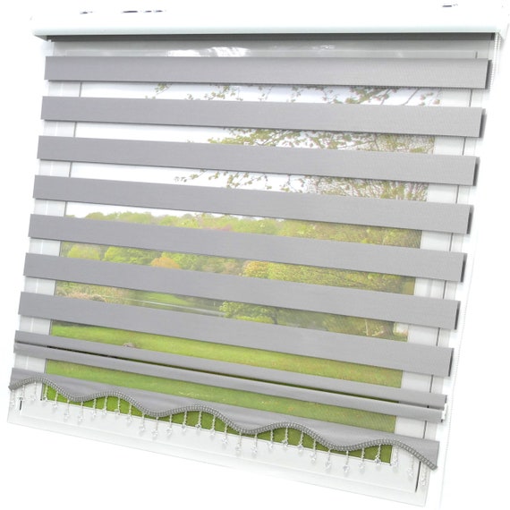 Double rollo grey monochrome Brillant Lizbon brands window blinds visually protection sunscreen blinds clingfix blanket