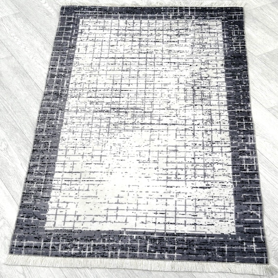 Washable rugs grey colors mottled plated with fringe anti-slip inhibiting dust-free designer Shabby carpet rectangular 160 x 230 cm
