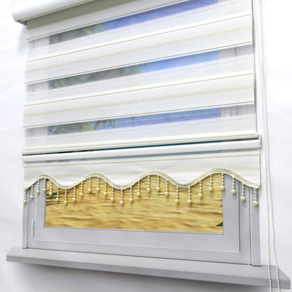 Brilliant Double Rollo Micro Cream Gold Plissee Duorollo Window Door viscey Visual Protection sunscreen Jalousie curtains volant pearle
