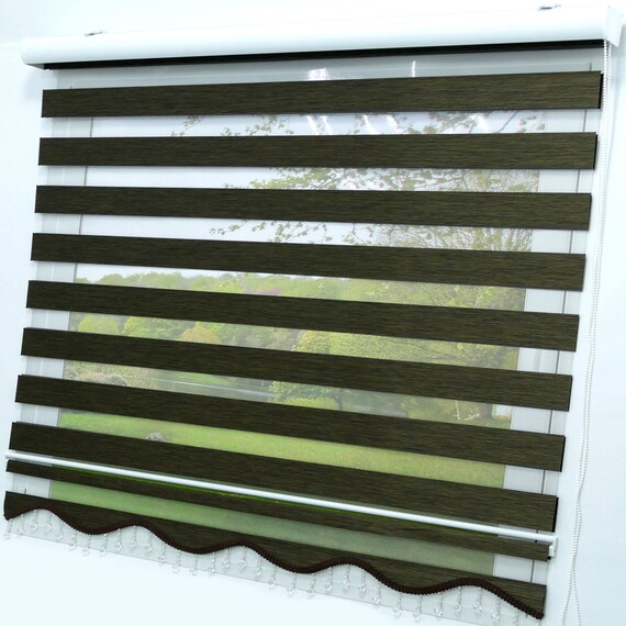 Double rollo Mokka Dark Brown Lizbon Modern Darkening Rollo Window Rollo Duorollo Blickdicht viscage Protective sunscreen Curtains Zebra Perde