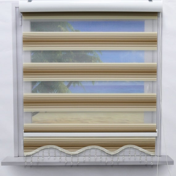 Brilliant Double Rollo Brown Window Door Duorollo Plissee Brown Vis-tight Vis-sensitive privacy Sunscreen Blinds curtains With Voland And Beads