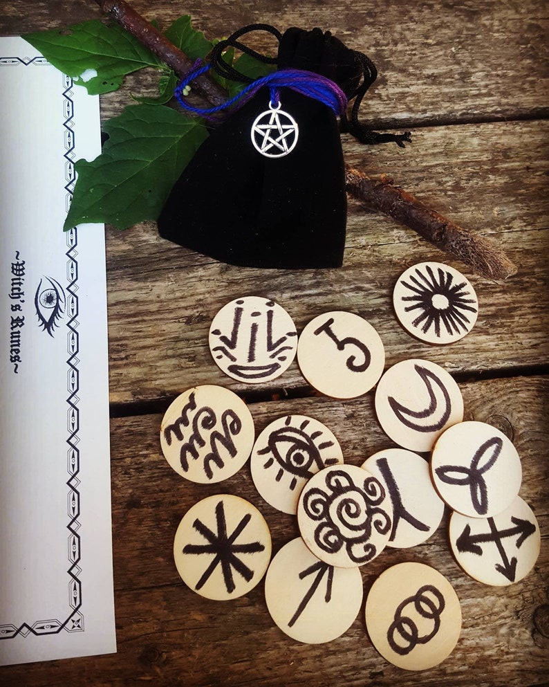 13 Witch's Wooden Runes With Instructions Candle and Etsy