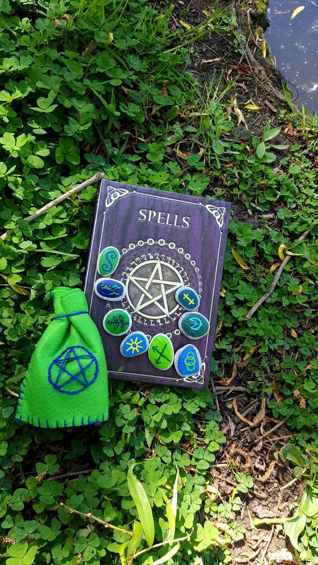 8 Witch's Hand Painted Cornish Pebble Runes Runestones With ...