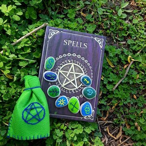 8 Witch's Hand Painted Cornish Pebble Runes Runestones With ...
