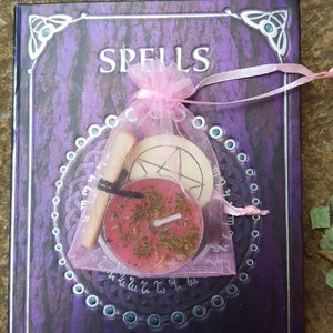 Easy spell kits with herbal candle, crystal, pentagram fast effects love money luck healing beauty, custom pagan wiccan witch gift set Beauty