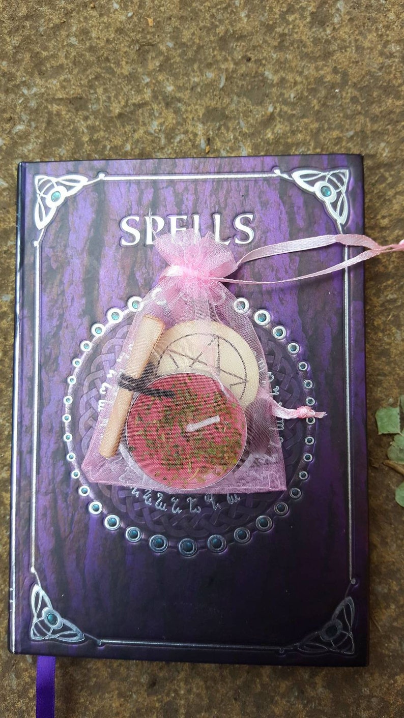 Easy spell kits with herbal candle, crystal, pentagram fast effects love money luck healing beauty, custom pagan wiccan witch gift set Beauty