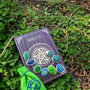 8 Witch's Hand Painted Cornish Pebble Runes Runestones With ...