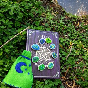 8 Witch's Hand Painted Cornish Pebble Runes Runestones With ...