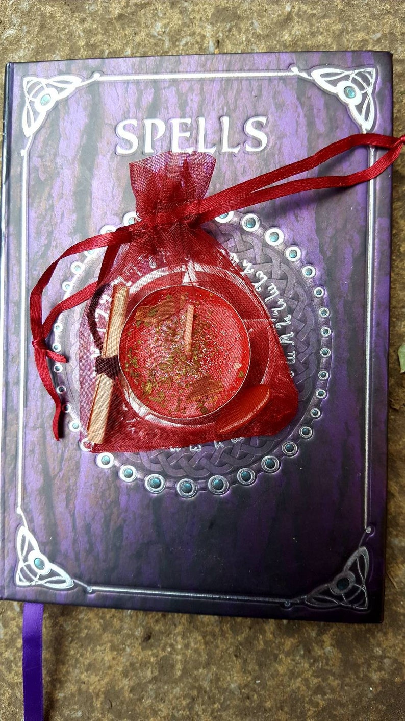 Easy spell kits with herbal candle, crystal, pentagram fast effects love money luck healing beauty, custom pagan wiccan witch gift set Love