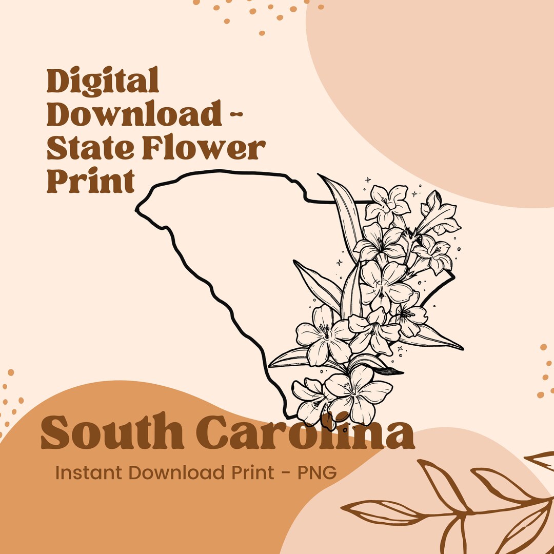 Instant Download South Carolina State Flower Hand Drawn Design