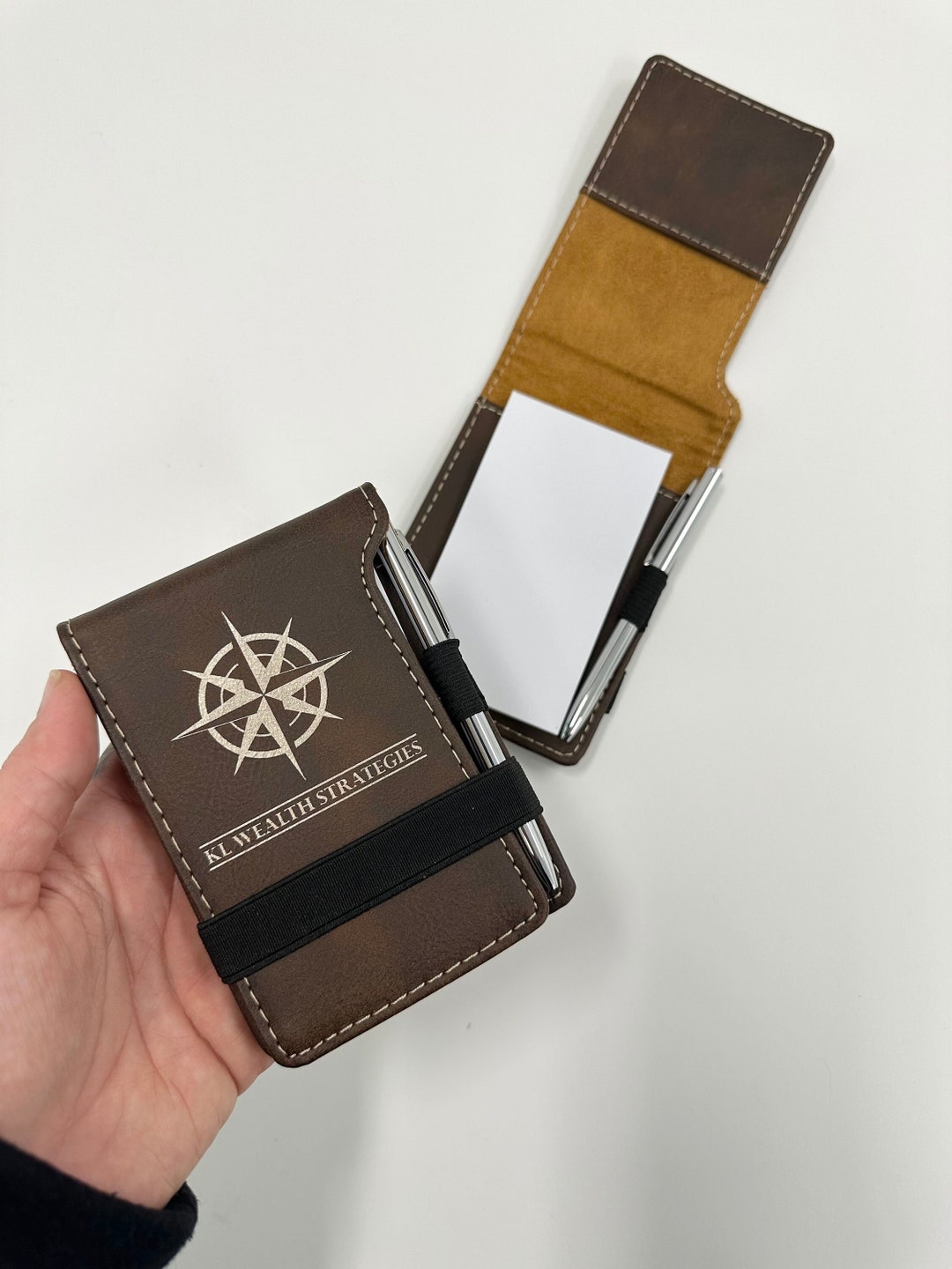 Personalized Vegan Leather Mini Notepad: Laser Engraved Logo - Etsy