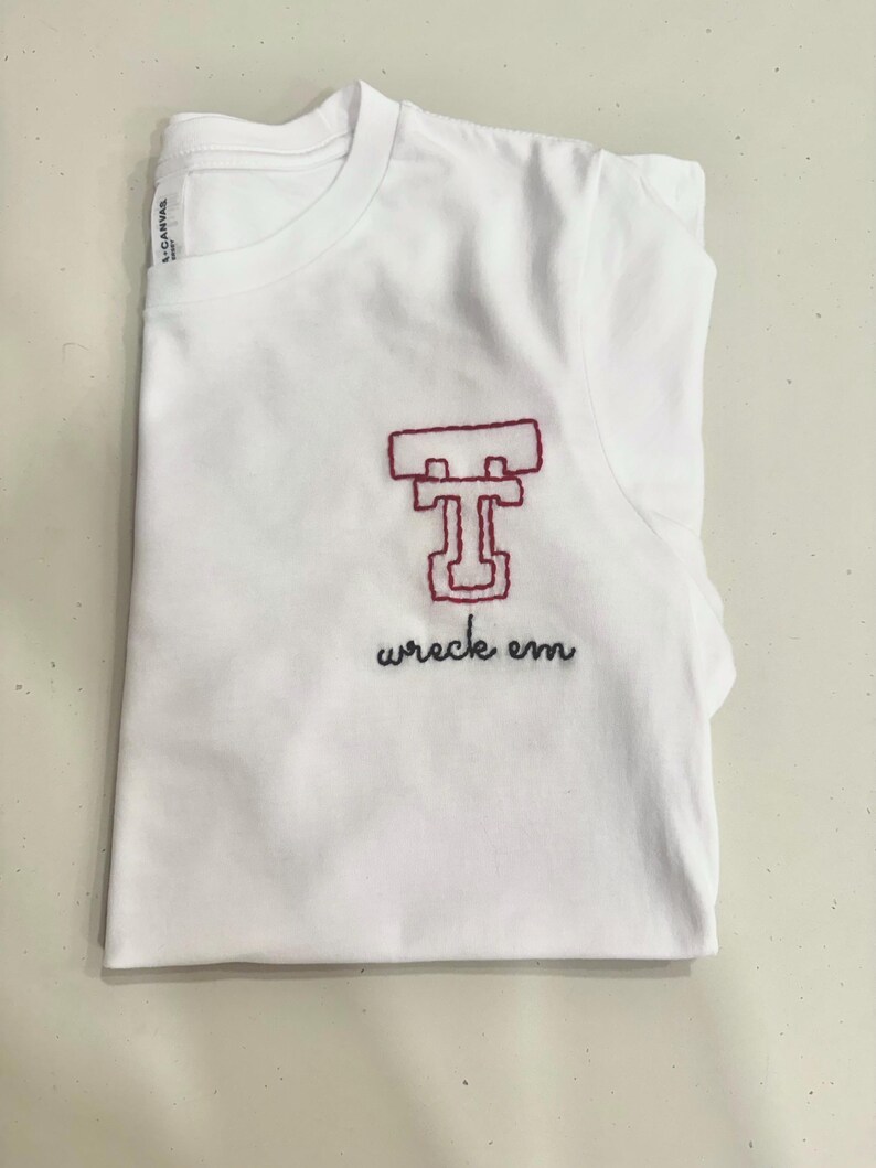 Wreck 'em Texas Tech Shirt: Hand Embroidered Game Day Attire - Etsy