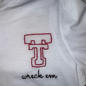 Wreck 'em Texas Tech Shirt: Hand Embroidered Game Day Attire - Etsy