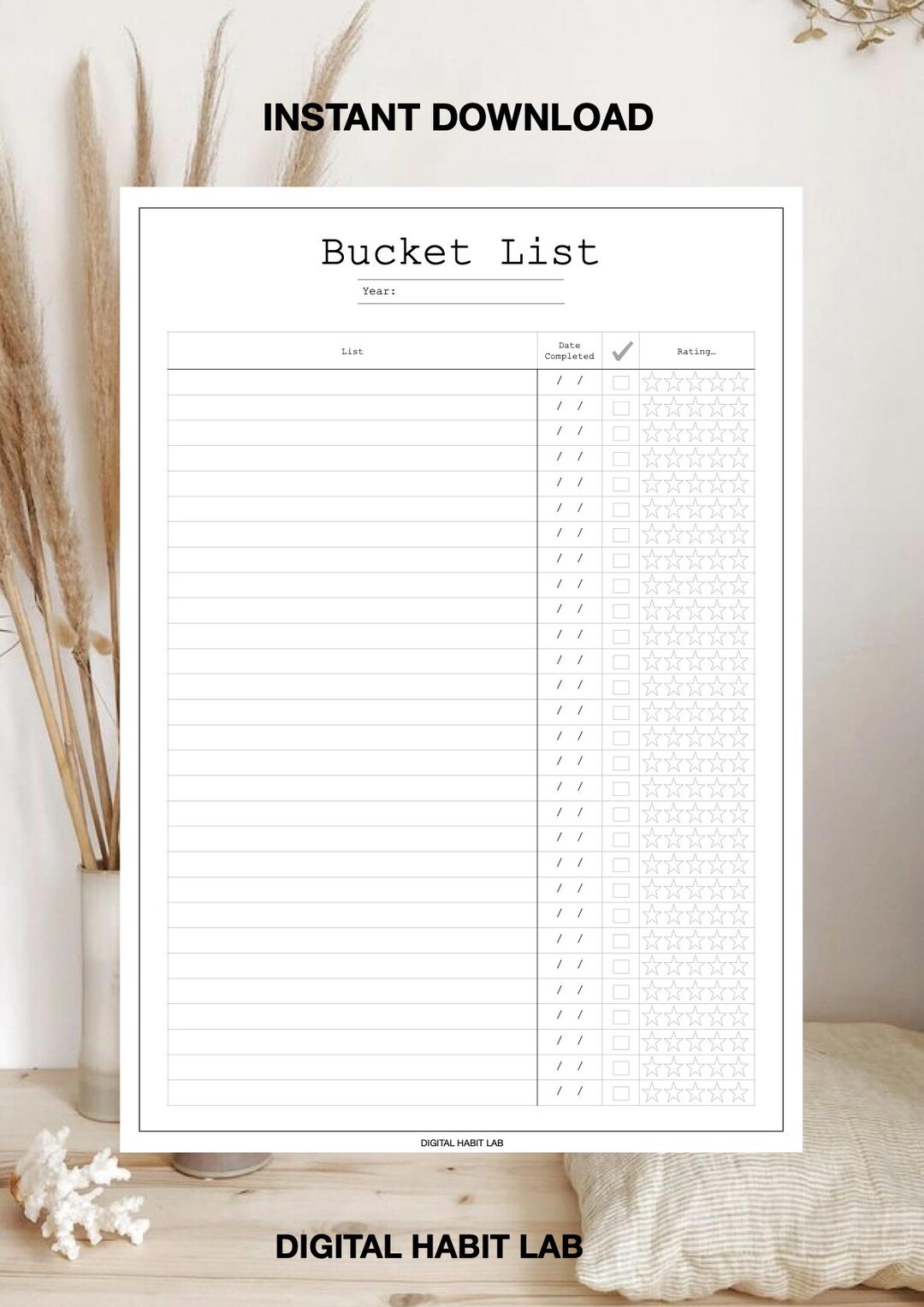 Bucket List Tracker | Printable PDF | Life Goals & Dream Planner - Etsy