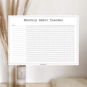Monthly Habit Tracker | Printable Habit Planner | Productivity Tracker PDF