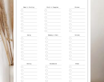 Grocery List Printable | PDF Download | Minimalist Shopping List