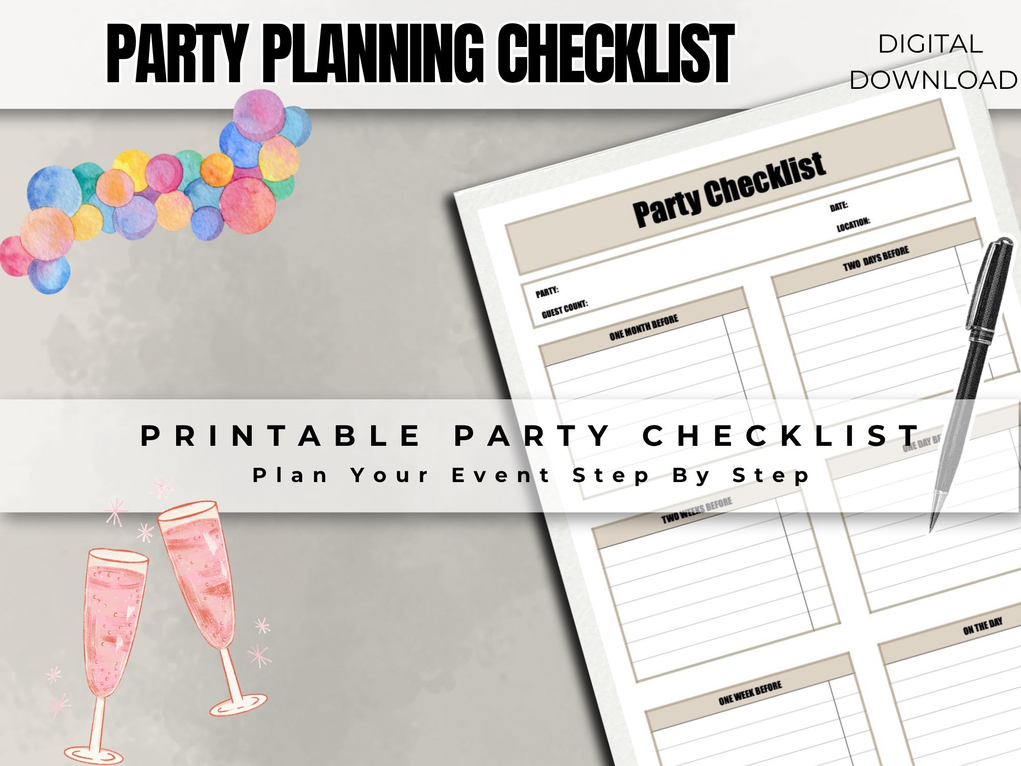 Party Checklist | Printable PDF | Event Planning Organiser - Etsy