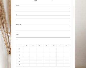 Neuer Habit Tracker | Druckbare PDF | Ziel- und Routine-Generator