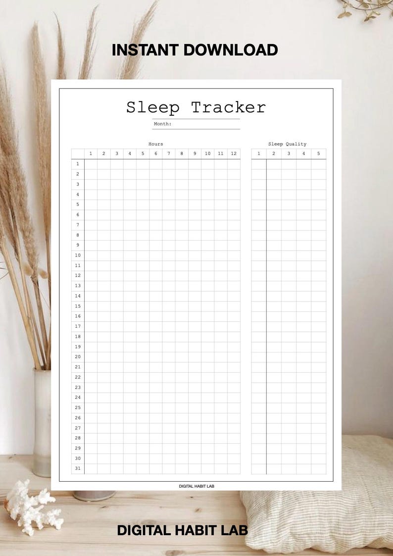 Sleep Tracker | Printable PDF | Wellness & Sleep Log Planner - Etsy