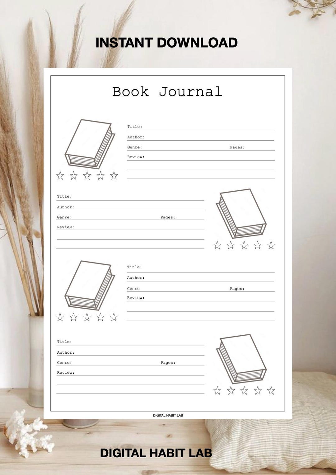 Book Journal | Printable PDF | Reading Log & Book Tracker - Etsy