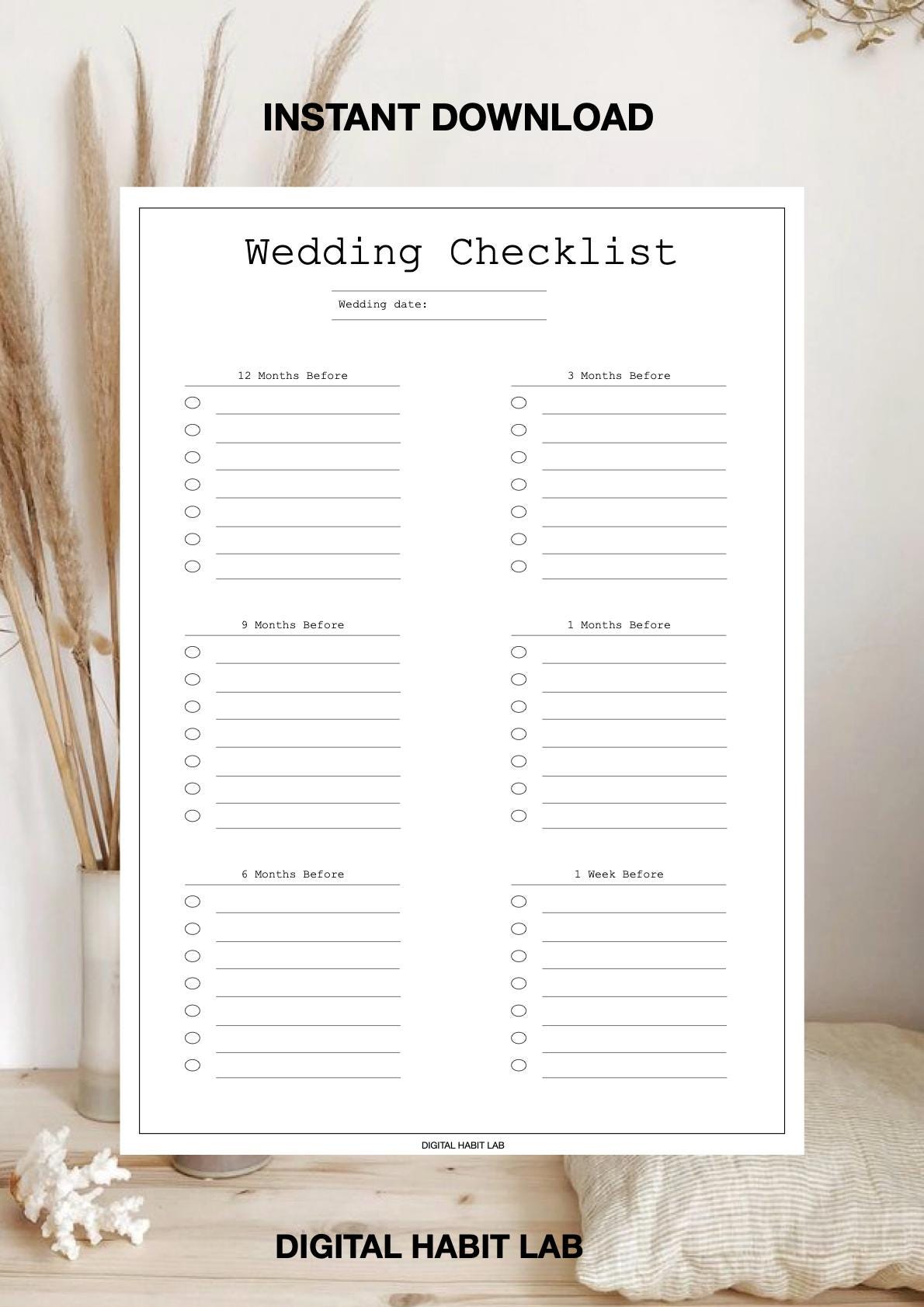 Wedding Checklist | Printable PDF | Wedding Planning Organizer - Etsy