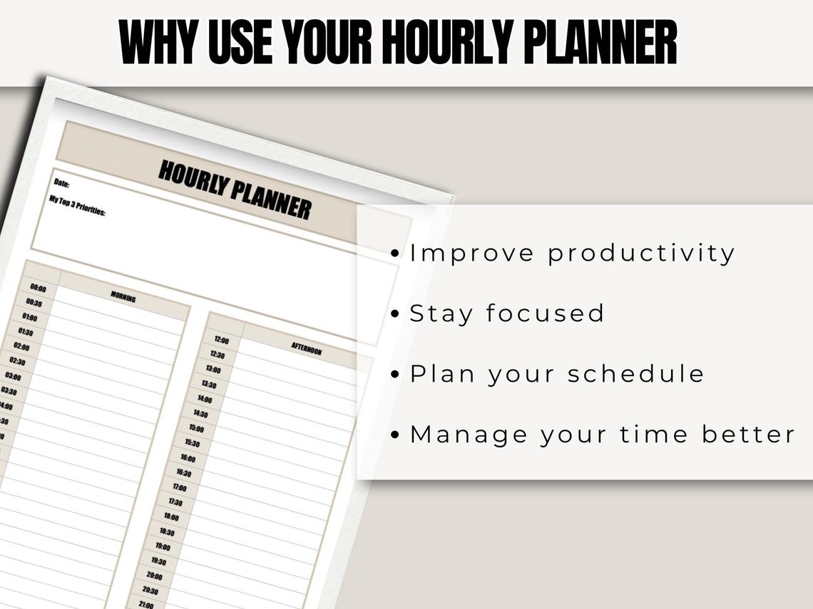 Hourly Planner | Printable Daily Schedule | Time Blocking PDF - Etsy