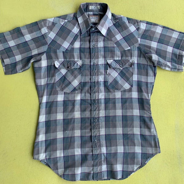 Vintage Levi’s Shirt | White Tab Button Down | Western Pearl Snap Plaid Shirt