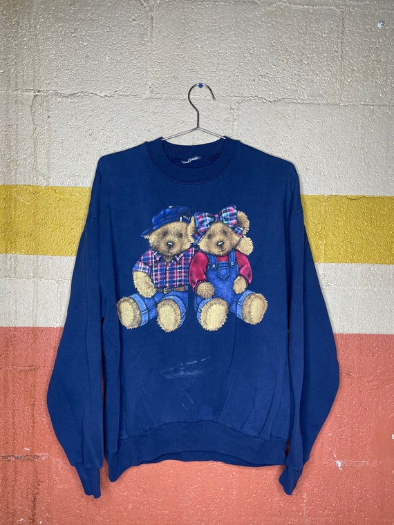 Vintage Teddy Bear Sweatshirt | Navy Blue Crewneck