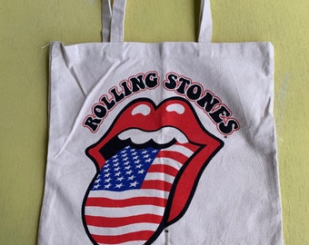The Rolling Stones Tongue Evolution Shopping Bag Travel Reusable Packable 