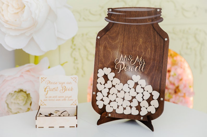 Rustic Wedding Guest Book Mason Jar Wooden Wedding Etsy