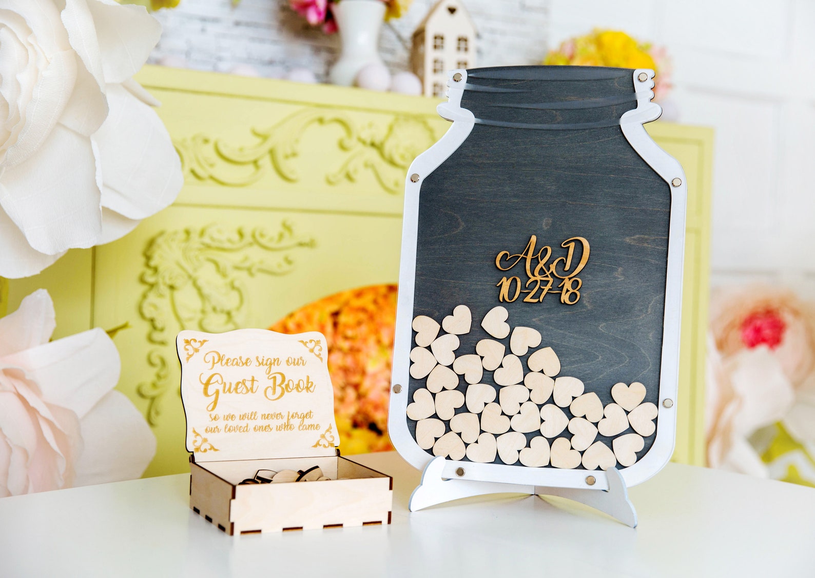 Mason Jar Wedding Guest Book Alternative Wedding Guestbook Etsy