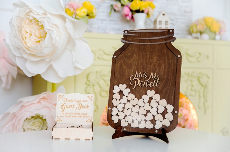Rustic Wedding Guest Book Mason Jar Wooden Wedding Etsy