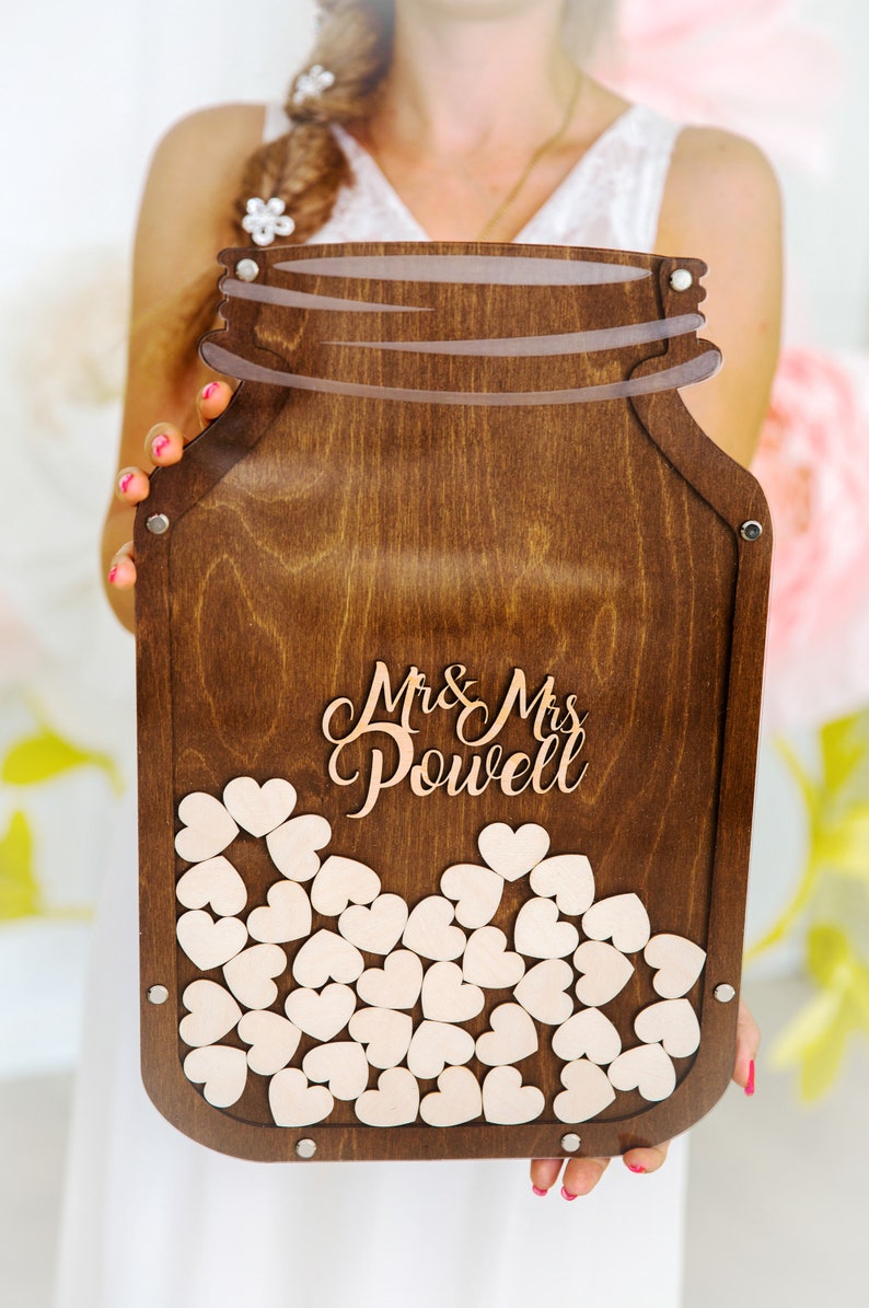 Rustic Wedding Guest Book Mason Jar Wooden Wedding Etsy