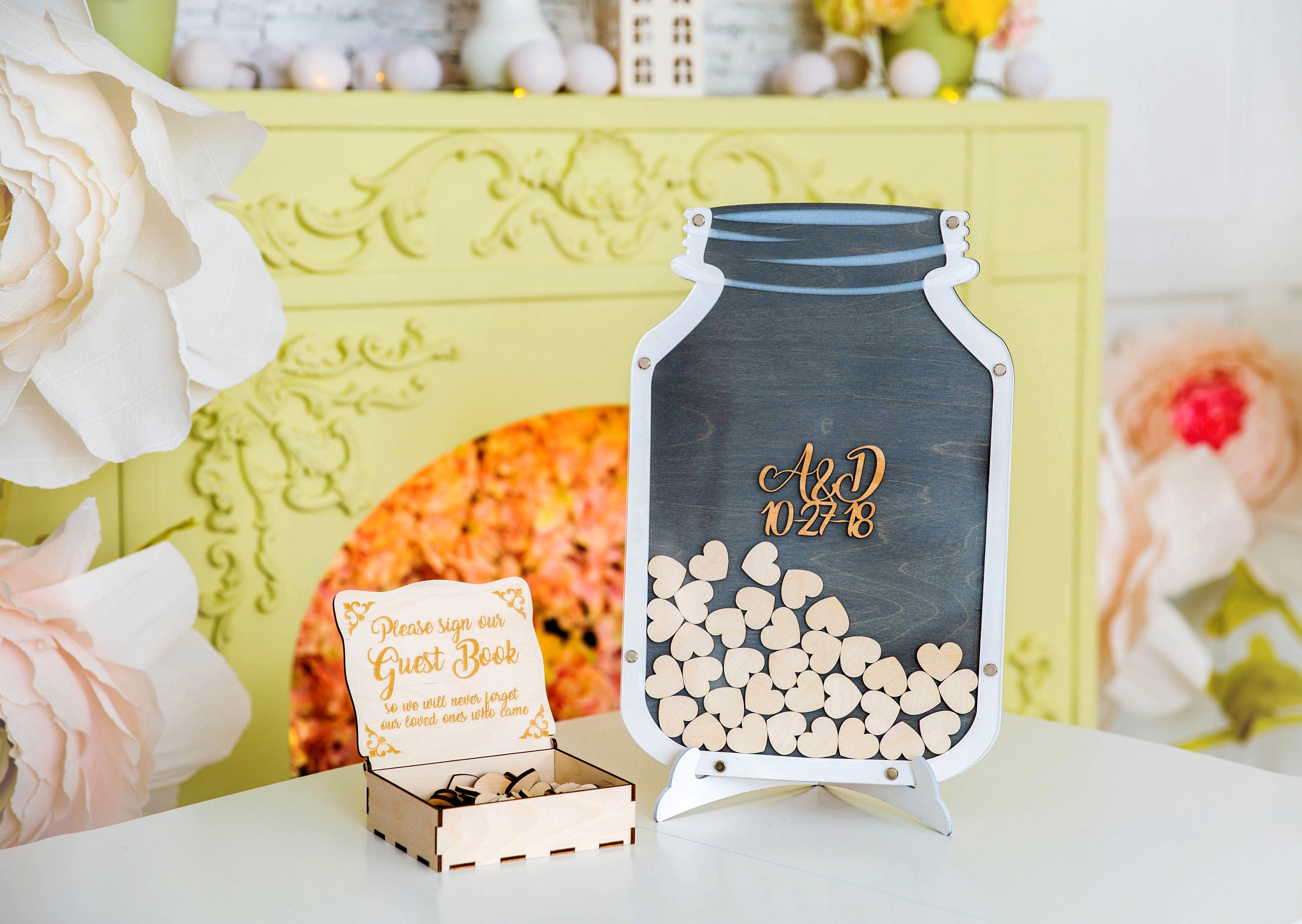 Mason Jar Wedding guest book alternative wedding guestbook Etsy