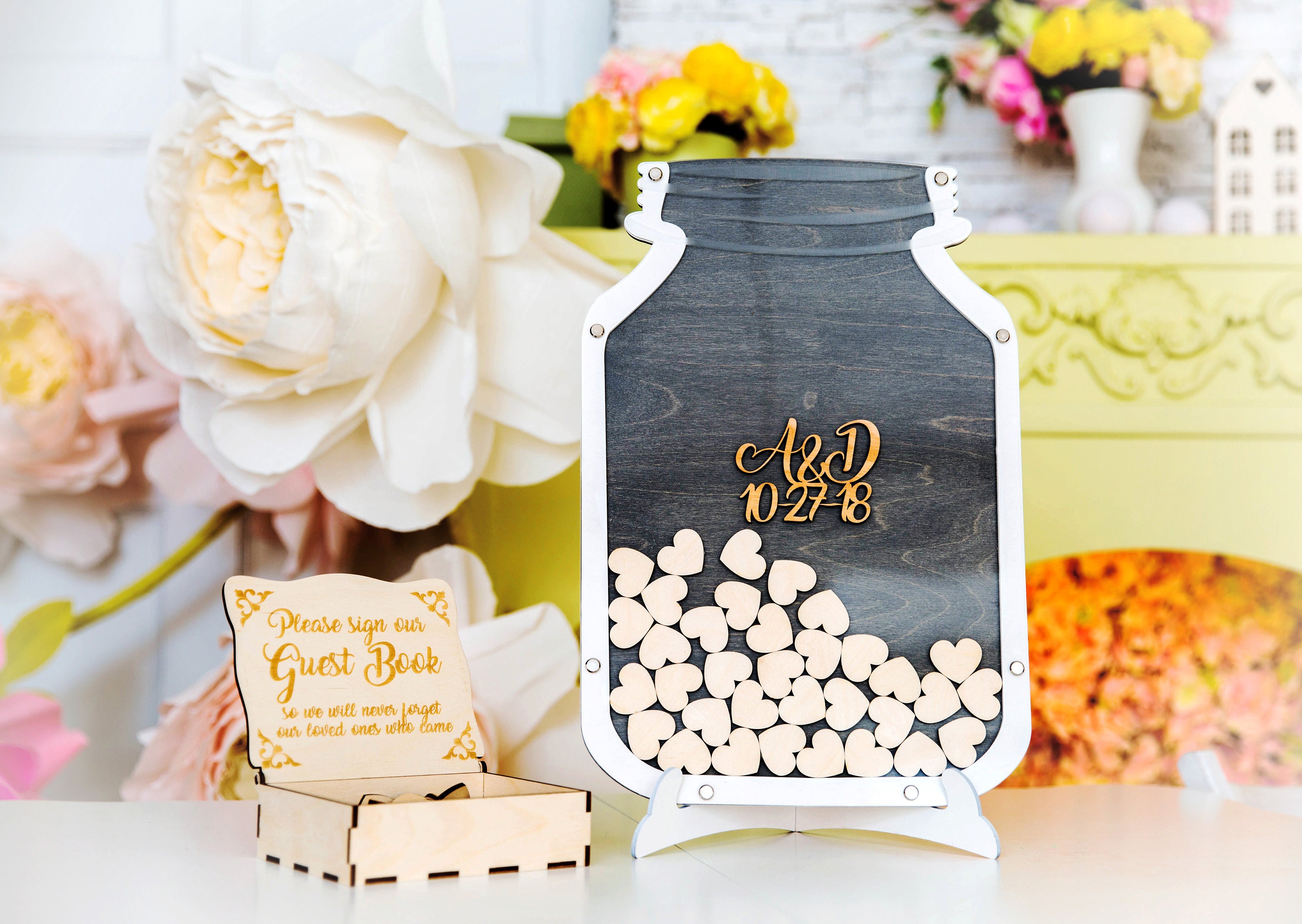 Mason Jar Wedding guest book alternative wedding guestbook Etsy