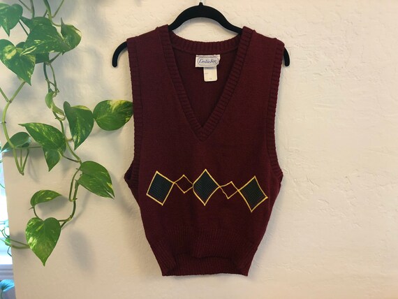 maroon sweater vest