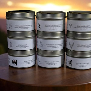 6 oz Cryptid Candle, Handmade Candle, Bigfoot, Mothman, Jersey Devil, Cthulu, Lochness Monster, Jackalope