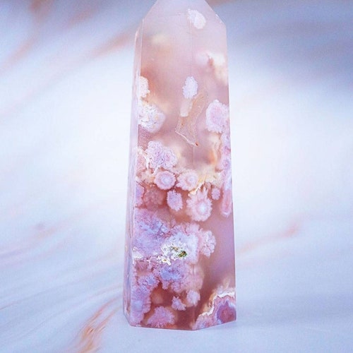 Flower Agate Gemstone Towercherry Blossom Agate Tower Etsy