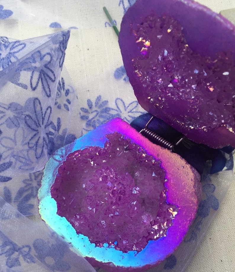 Wedding Ring Box Magenta Geode Ring Box Natural Wedding Ring Etsy