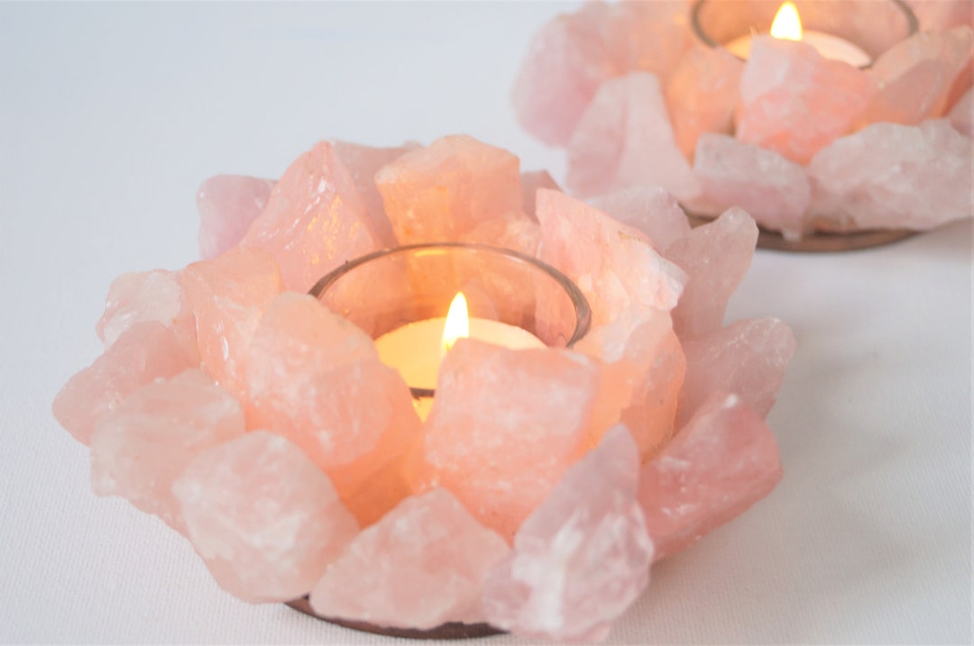 Rose Quartz Candle Holder Home Decor Boho Style Agate Etsy