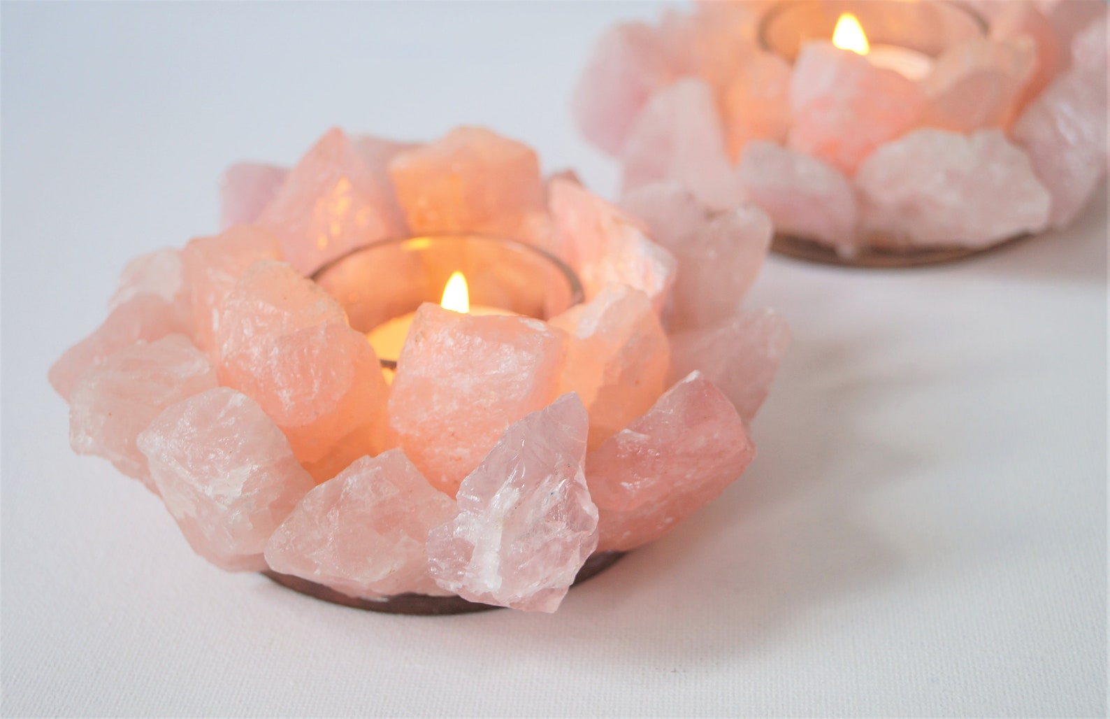Rose Quartz Candle Holder Home Decor Boho Style Agate Etsy