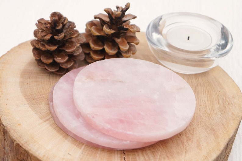 Rose Quartz Agate natural coasters | light pink Coaster set | hostess gifts | Home decor | best friends gifts under 20 