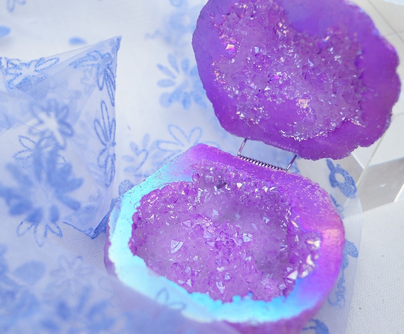 Wedding Ring Box Magenta Geode Ring Box Natural Wedding Ring Etsy