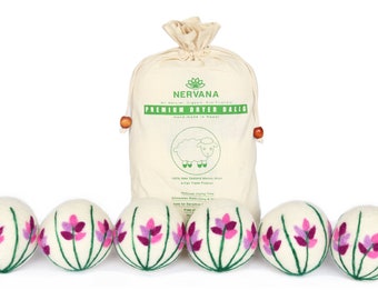 Organic Wool Dryer Balls-Lavender 6 XL Premium Quality Reusable Natural Fabric Softener,100% New Zealand Merino Wool,Handmade,Christmas Gift