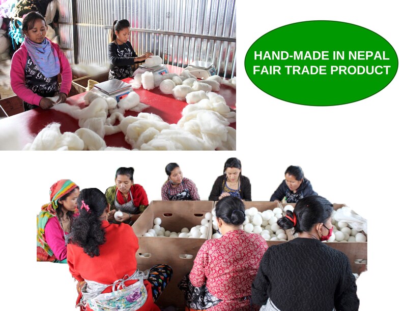 Adoucisseur de tissu naturel réutilisable de haute qualité, 100 % laine mérinos de Nouvelle-Zélande, fait main au Népal, Noël image 9