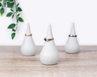 Round Minimalist Weighted Ring Cone | Raindrop Ring Holder | Christmas Gift For Her | 3D Printed | Sawford Design Studio