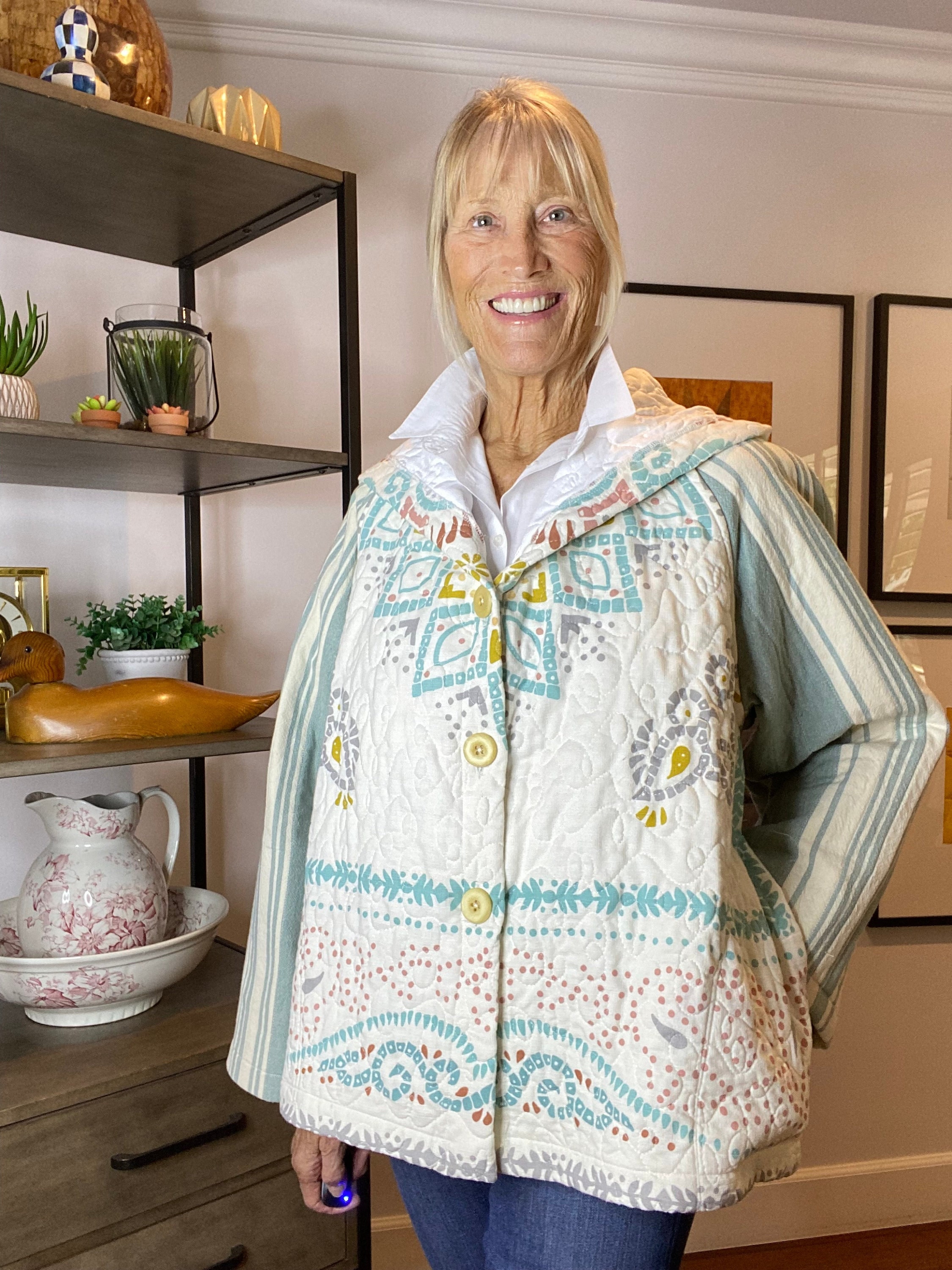 ジャケット・アウター vintage fabric feed sack jacket ジャケット・アウター vintage fabric feed sack jacket Grain Sack